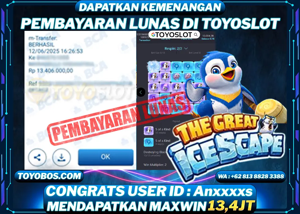 BUKTI KEMENANGAN The great icescape Rp13,400,000- LUNAS